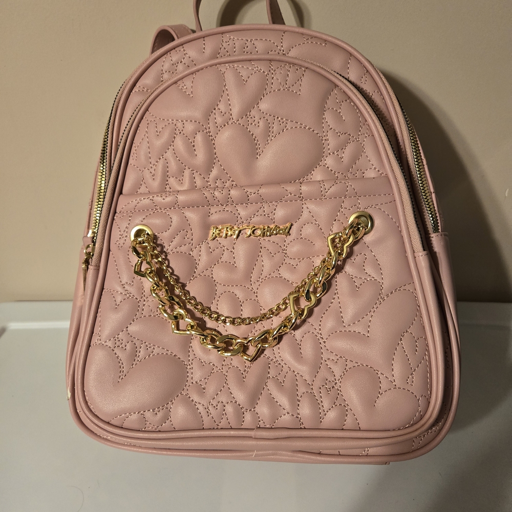 Betsey Johnson Blush Backpack with Gold Chain